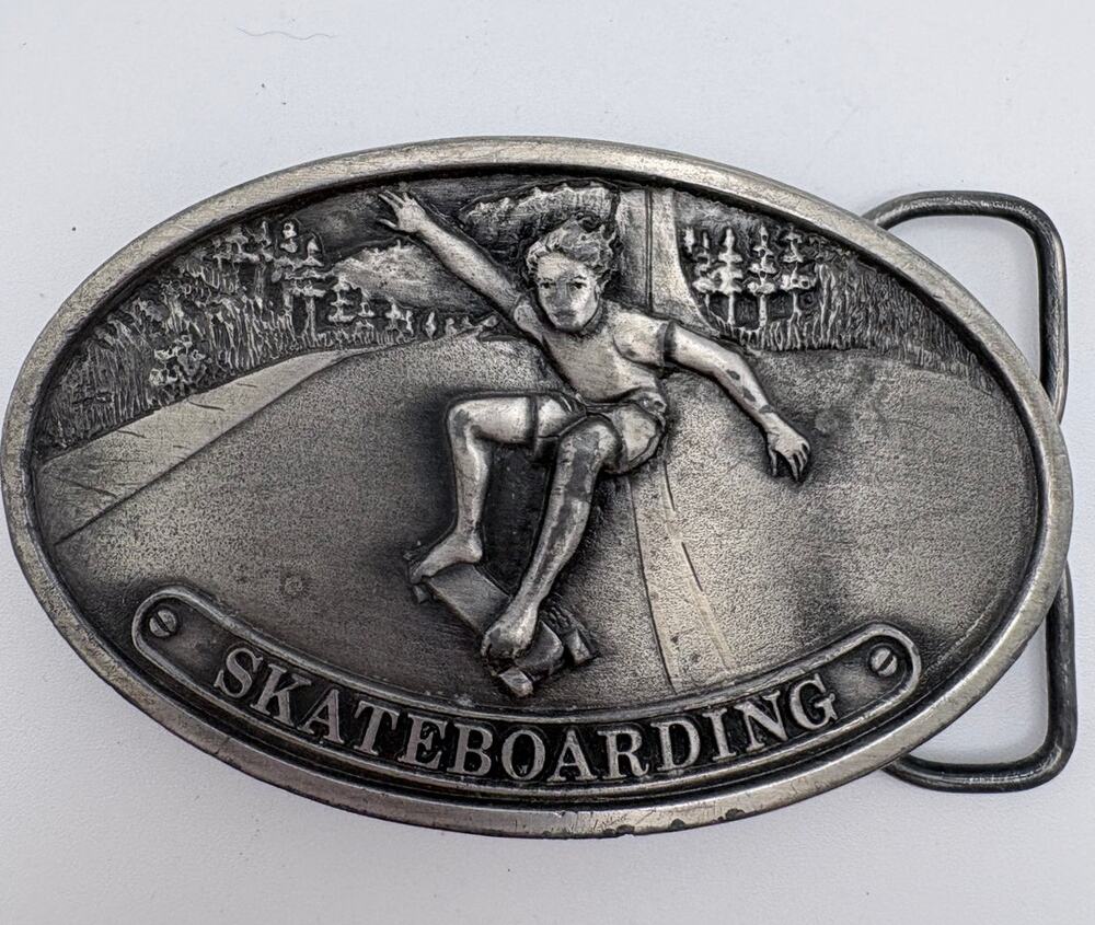 1977 Bergamot Pewter Skateboarding Belt Buckle -Design L-85